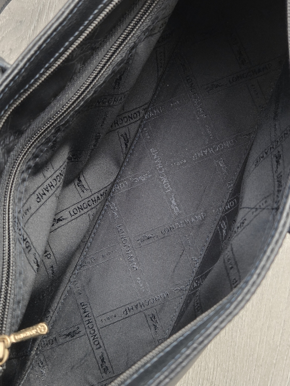 VINTAGE LONGCHAMP ROSEAU DARK BLUE LEATHER SHOULDER BAG - Picture 5 of 8